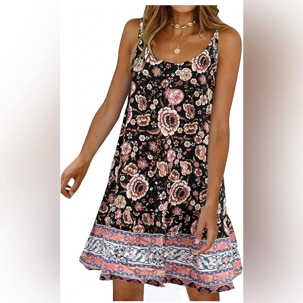 BOHO FLORAL PRINTED SUMMER DRESS WITH POCKETS - Picture 7 of 9